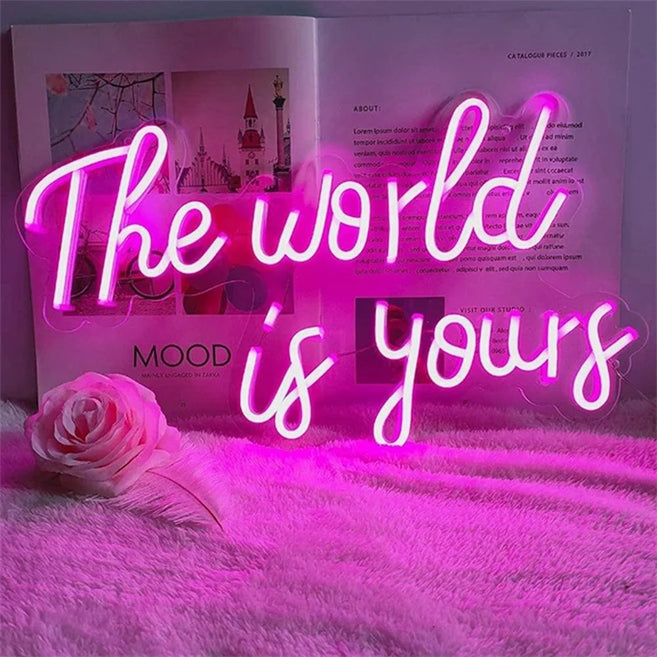 The world is yours neon sign
