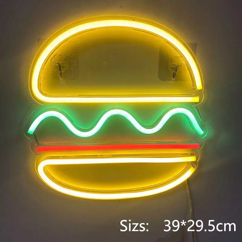 Neon Sign Pizza Hamburger
