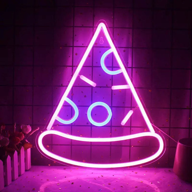 Neon Sign Pizza Hamburger